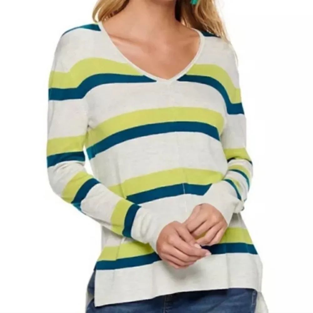 Apt. 9 Women's Stripe V-neck Lightweight Long Sleeve Sweater NWT